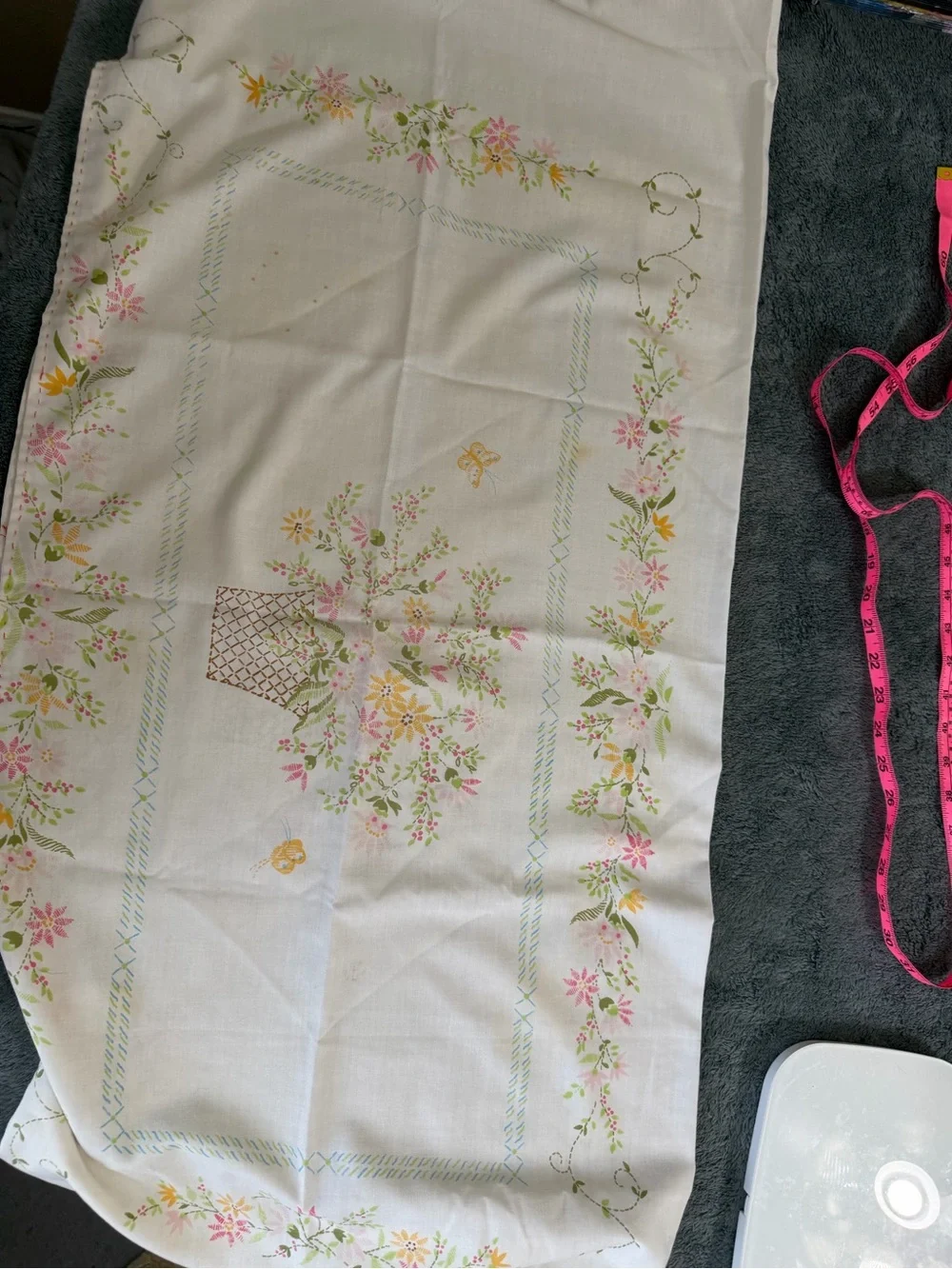 Vintage Floral Table cloth in Pink and Yellow